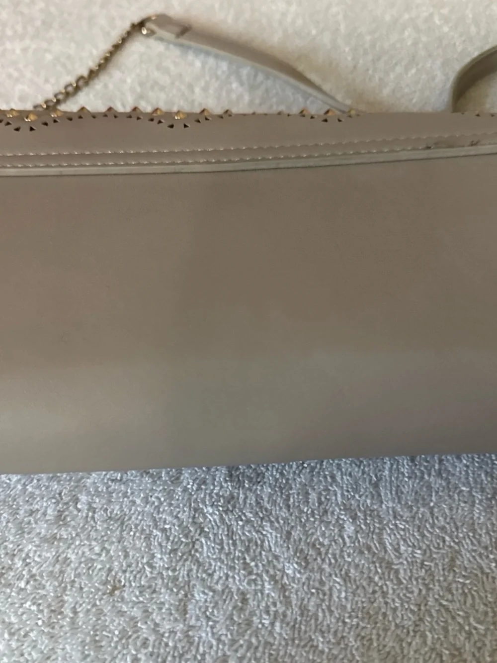 Miztique Cream Cosmetic Case with Gold Stud Accents